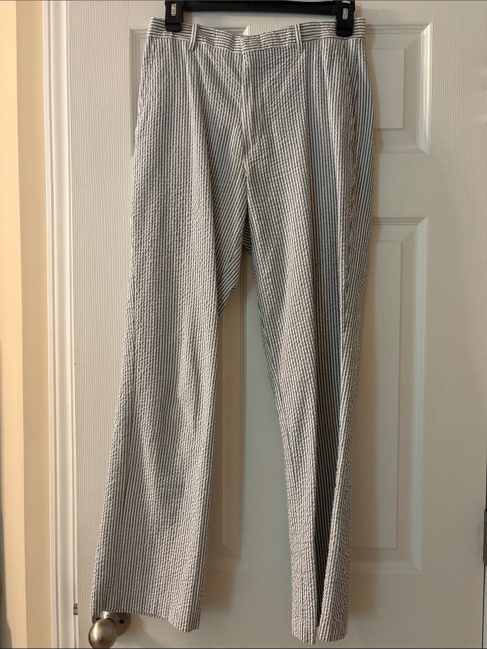 Boys Seersucker Dress Pants in Light blue Stripe